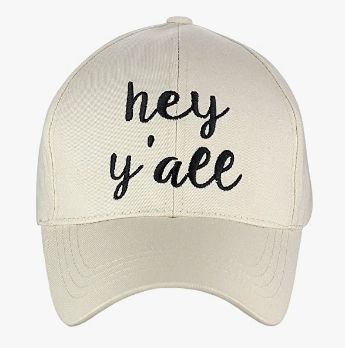 Hey Y&#39;all Embroidered Ball Cap - Beige