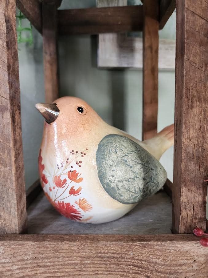 Ceramic Bird with Flower Design