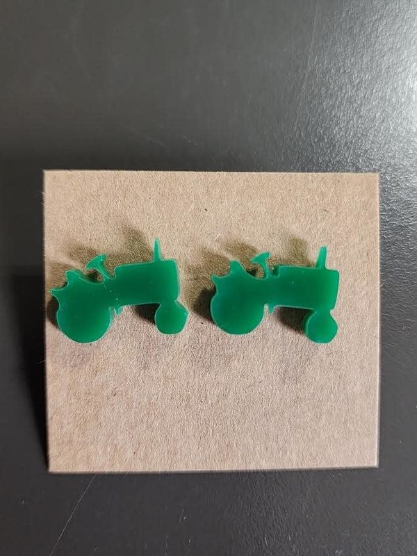 Green Tractor Earring