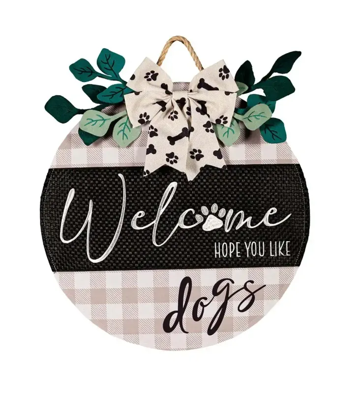 Dogs and Check Door Decor