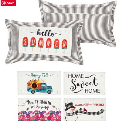 Pin-Stripe Lumbar Pillow with 5 Interchangeable Panels