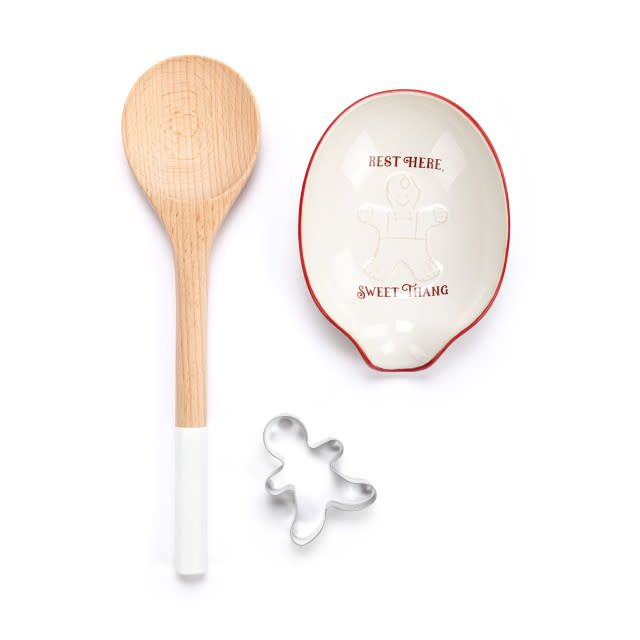 Sweet Thang Ceramic Spoon Rest &amp; Wood Spoon Set