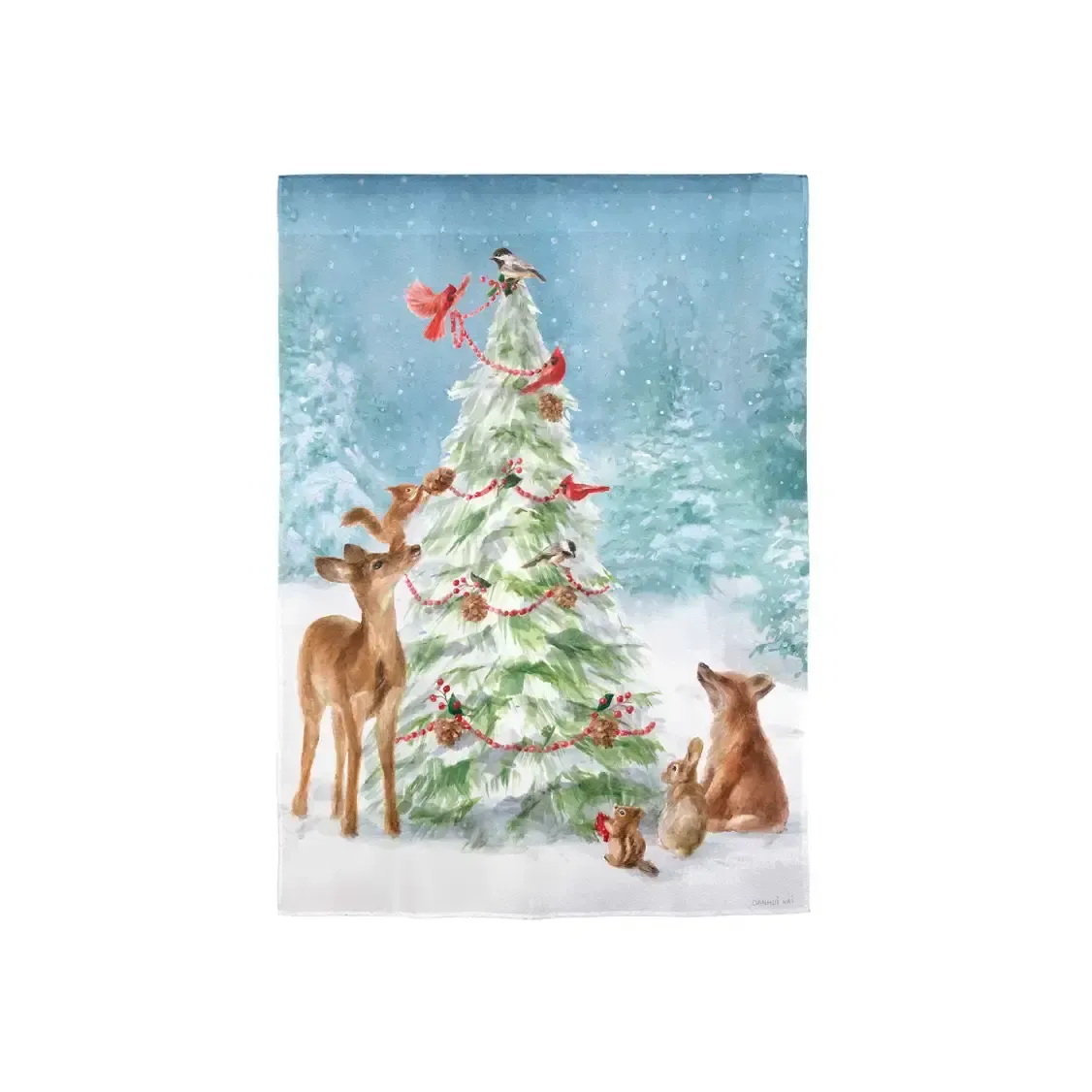 Christmas Tree And Friends Moire Garden Flag