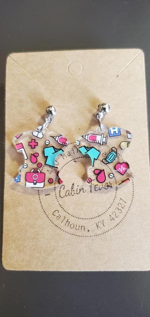 Scrub Top Medical Staff Dangle Earrings