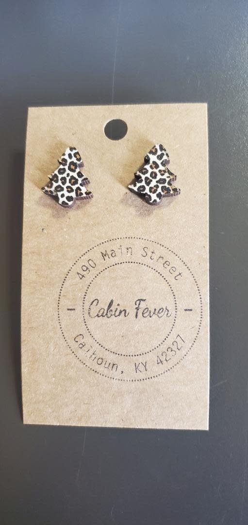Cheetah Christmas Tree Earrings