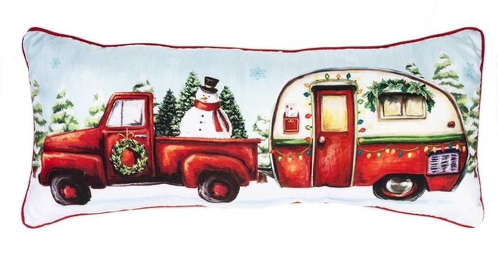 Santa's Ride Truck Camper Long Pillow