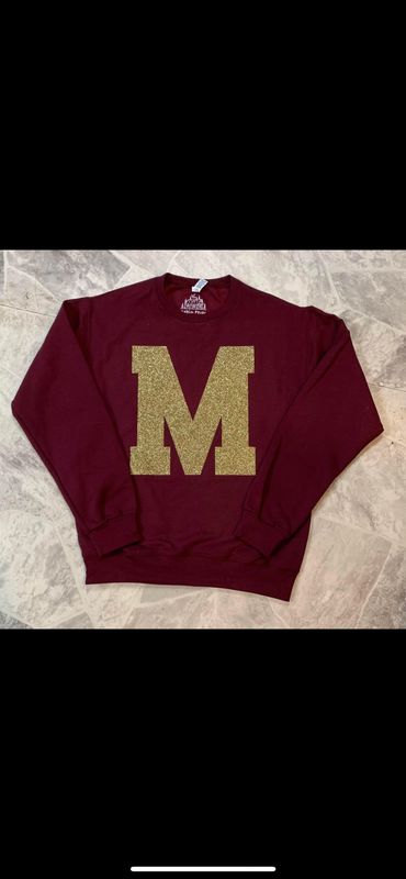 Glitter Embroidered Crew Neck S-XL