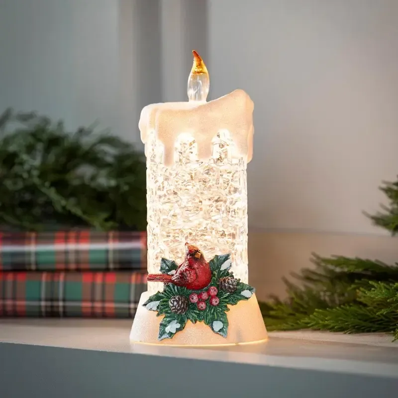 8.5&quot; LED Spinning Water Candle, Cardinal