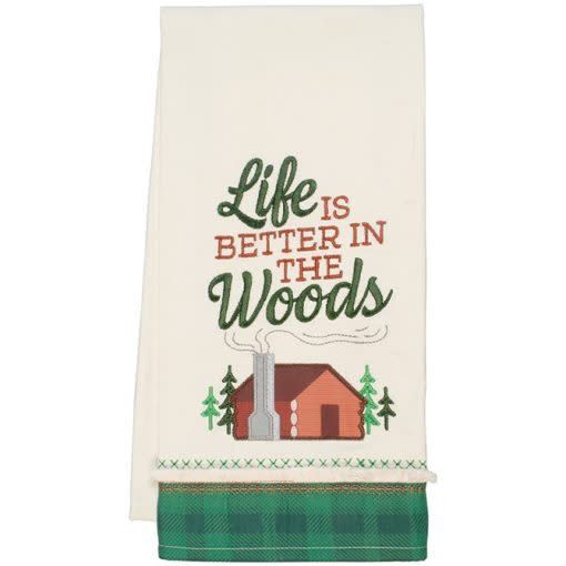 &quot;Better In The Woods&quot; Applique Tea Towel