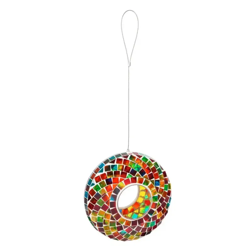 9.25"D Acrylic Circle Feeder Rainbow Mosaic Glass