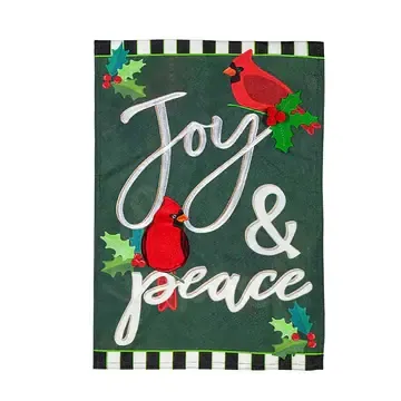 Joy &amp; Peace Linen Garden Flag