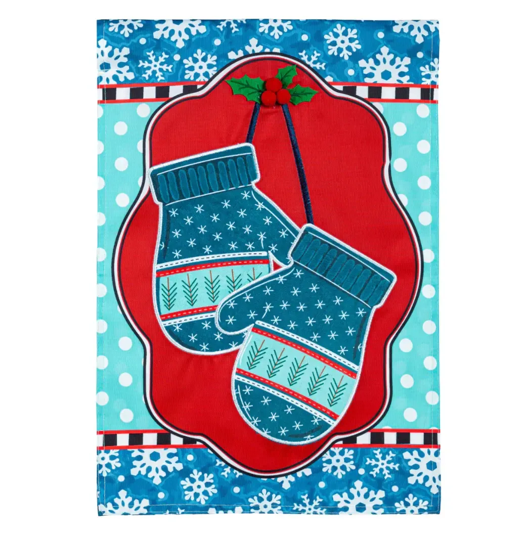 Patterned Winter Mittens Applique Garden Flag