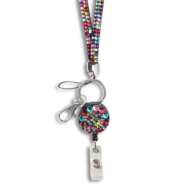 Rhinestone Retractable Breakaway Lanyard - Multi-Color