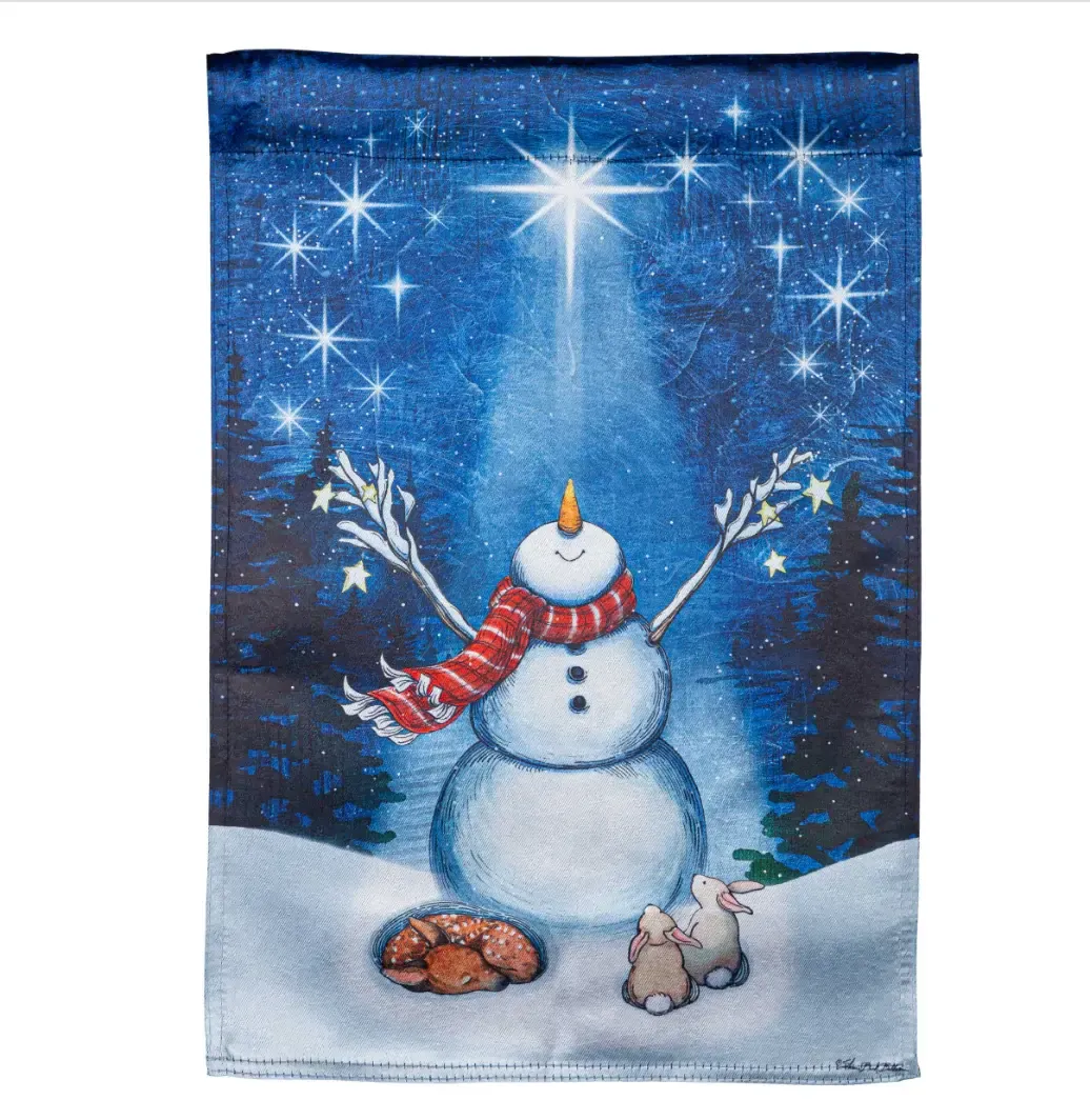 Star Heart Snowman Lustre Garden Flag