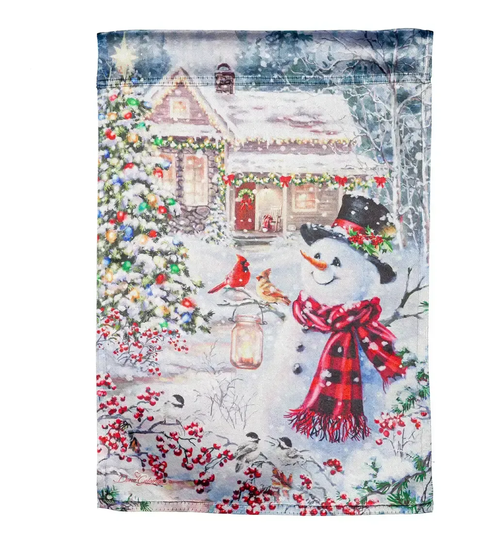 Cottage In The Snow Garden Lustre Flag