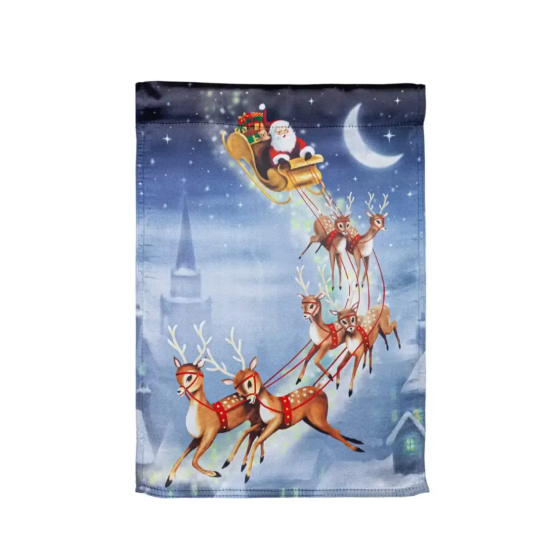 Santa Sleigh Lustre Garden Flag