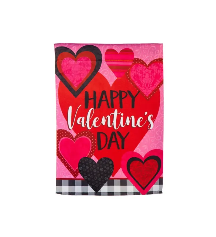 Patterned Valentines Hearts Garden Suede Flag