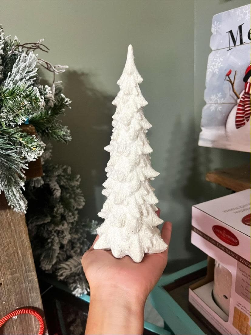 white glitter christmas tree table decor