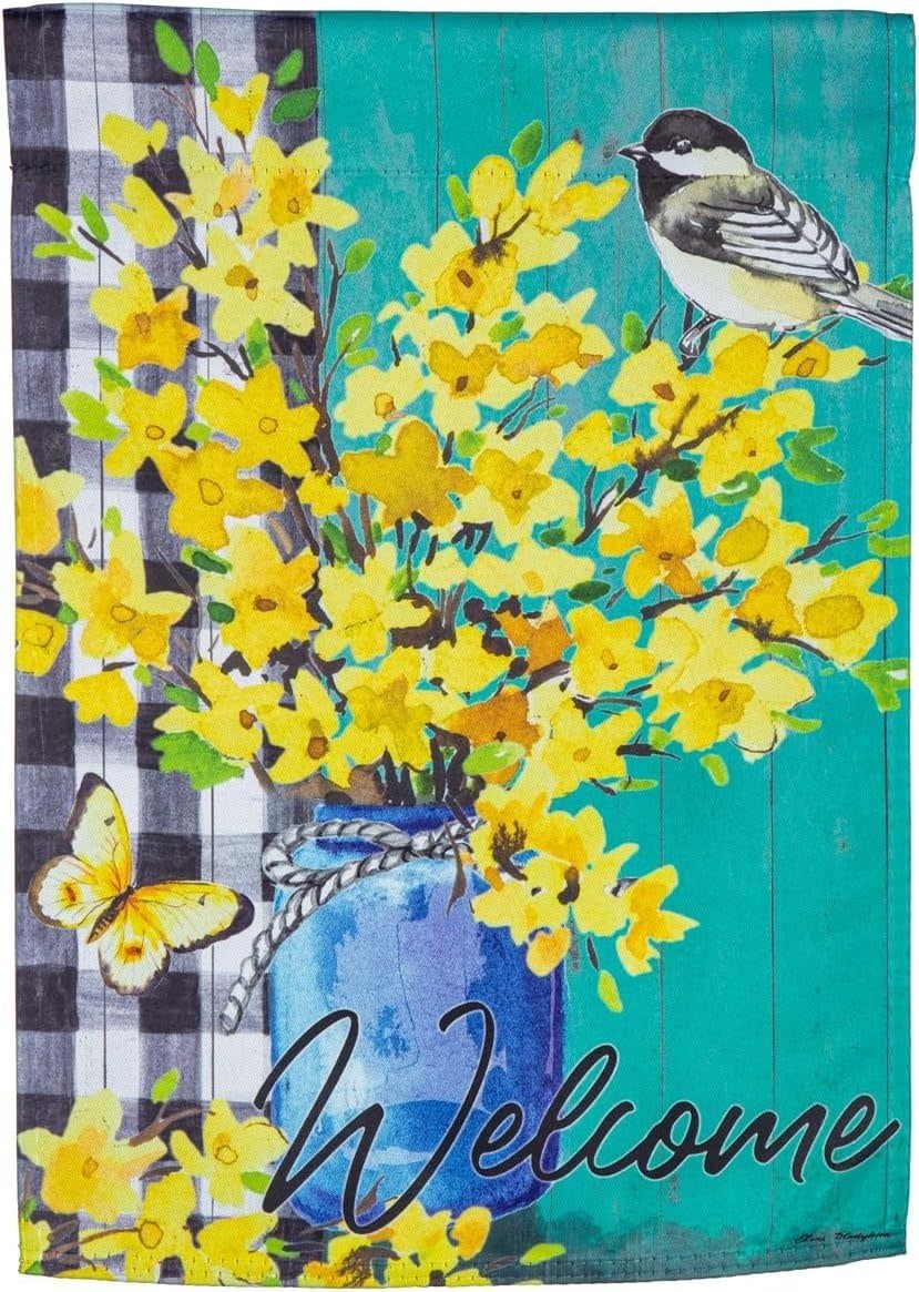 Spring Forsythia Garden Suede Flag