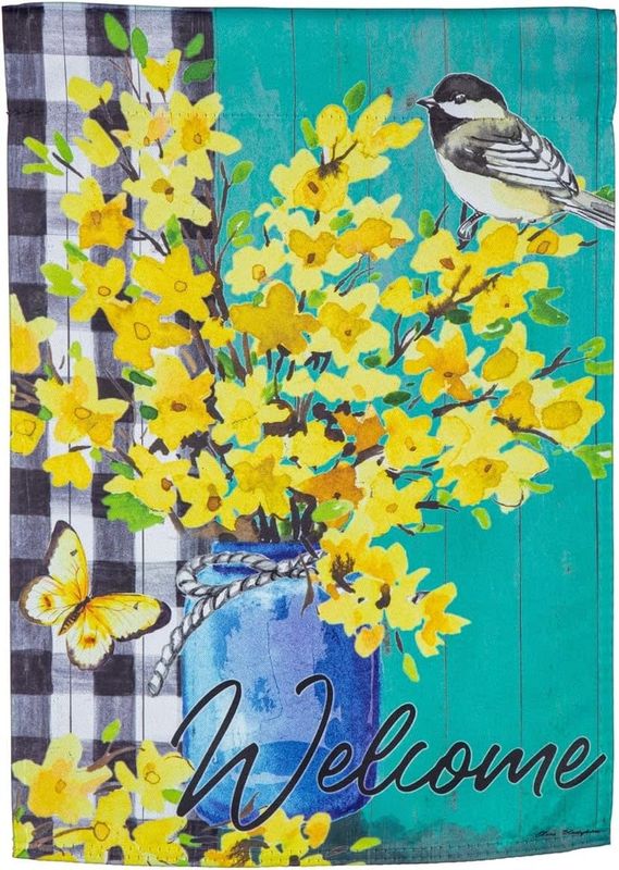 Spring Forsythia Garden Suede Flag