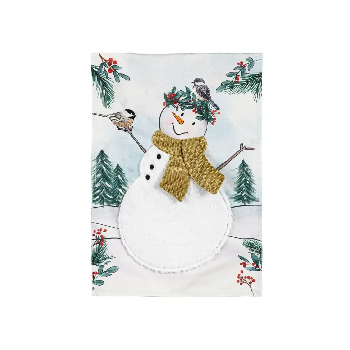 Snowman Linen Garden Flag