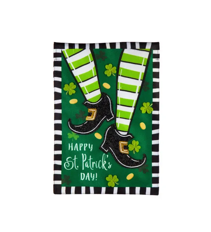 Dancing St Patricks Day Garden Burlap Flag