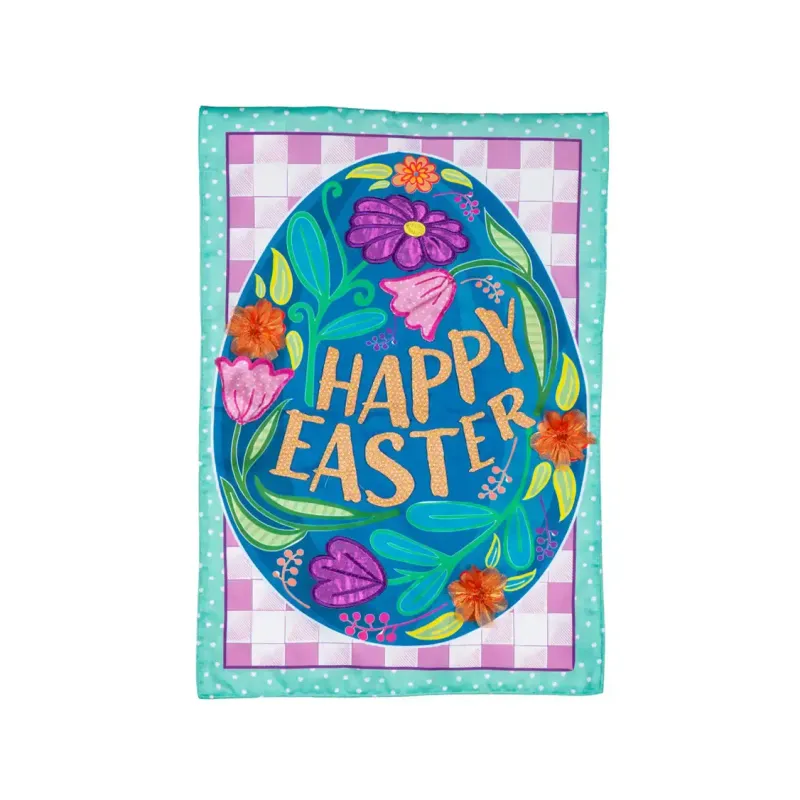 Happy Easter Egg Applique Garden Flag