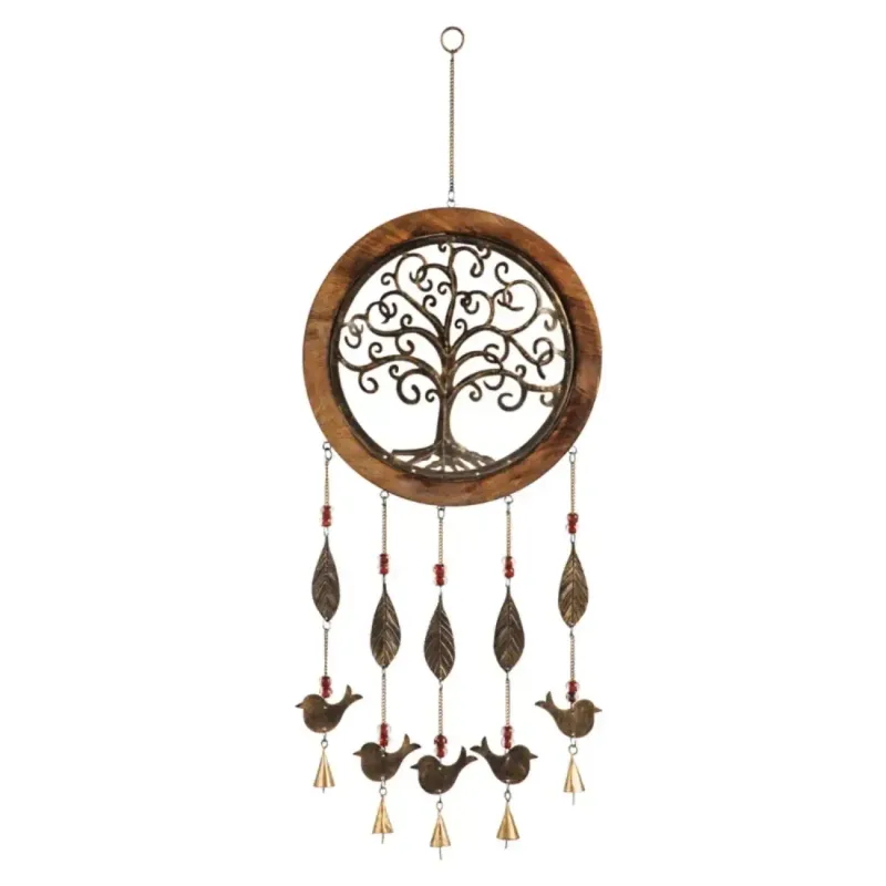 Wood And Metal Tree Of Life Garden Bell