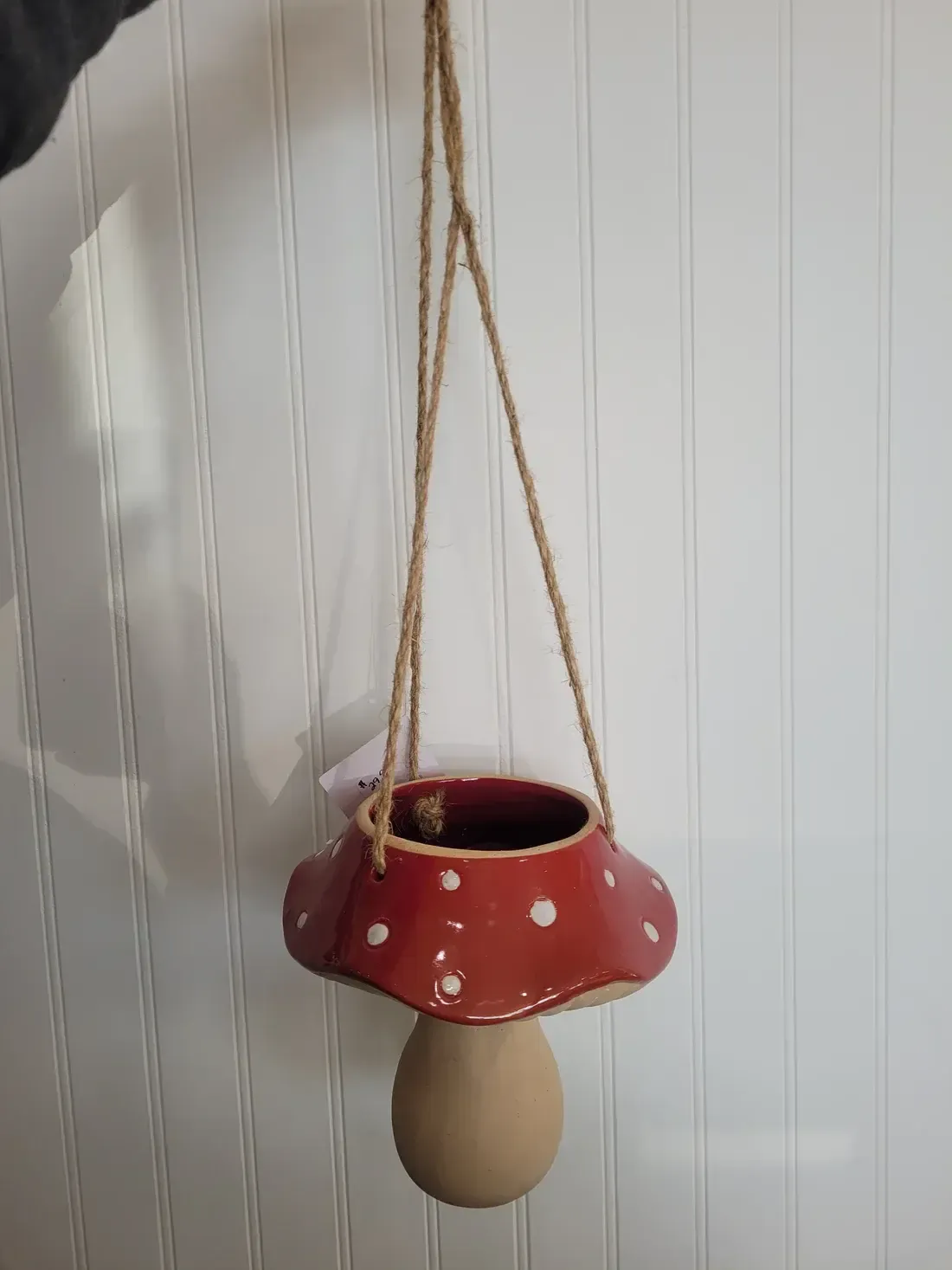 Red Mushroom Ceramic Hanging Planter