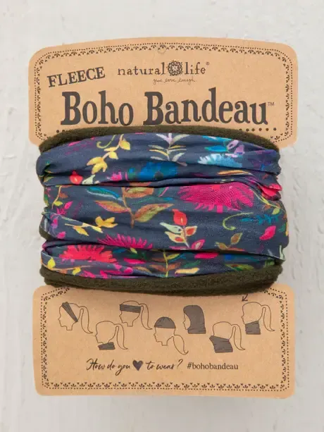 Natural Life Fleece Boho Bandeau® Headband - Navy Wildflower