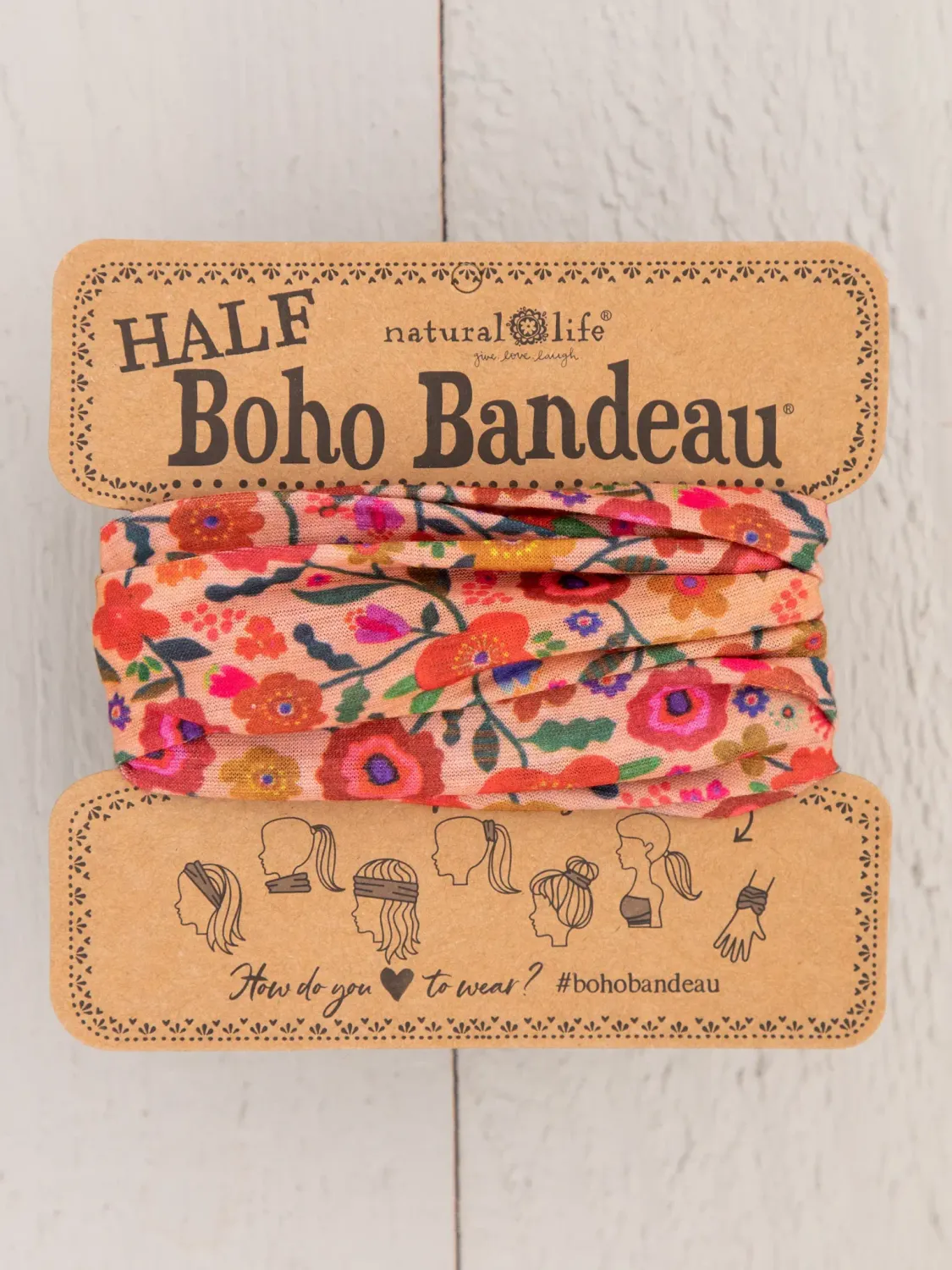 Natural Life Half Boho Bandeau® Headband - Blush Floral
