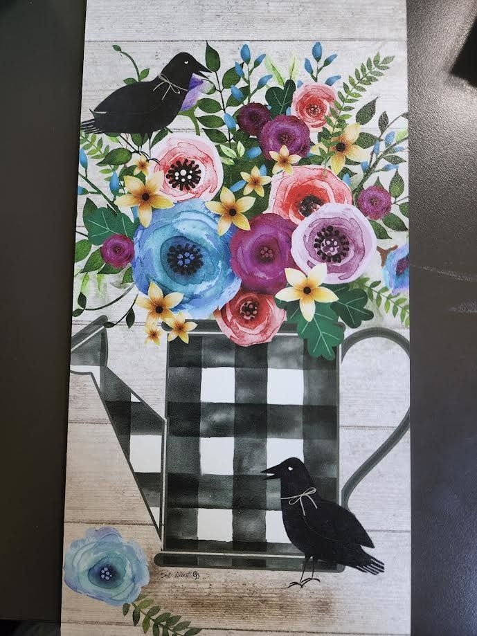 Small Art Panels, Options: Gingham Watering Can