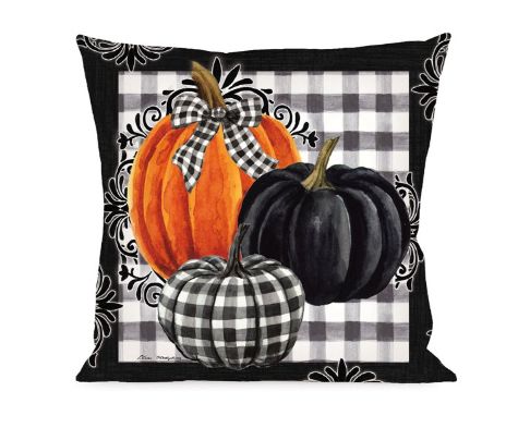 Fall Outdoor Pillow Covers, Options: Pumpkin Check