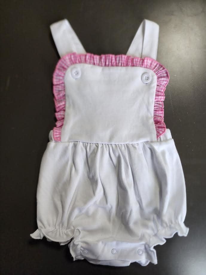 Vintage Baby Sunsuit, Color: Pink Gingham Trim, Size: 6m