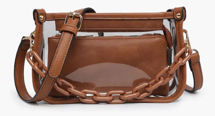 Jessica Clear Crossbody, Color: Dark Brown