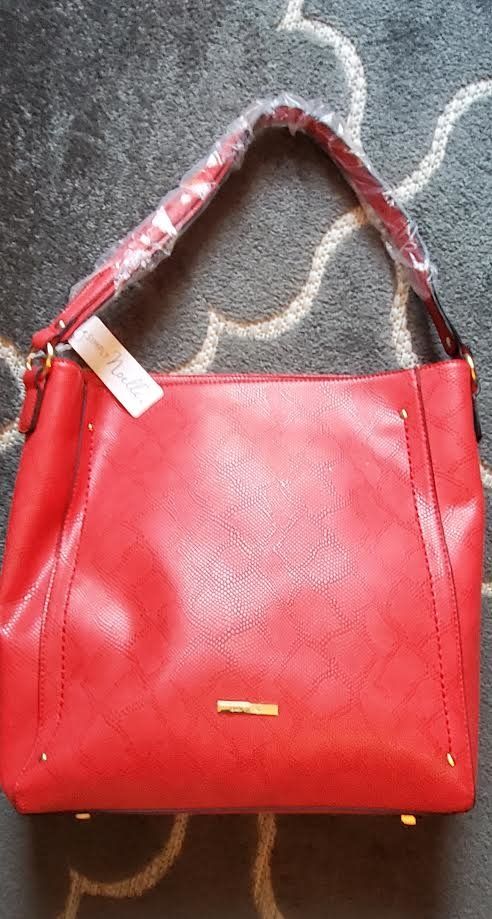 Snakeskin Shoulder Bag, Color: Red
