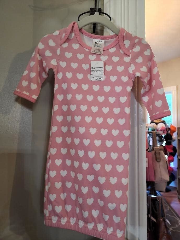 Infant Gown, Color: Pink Hearts