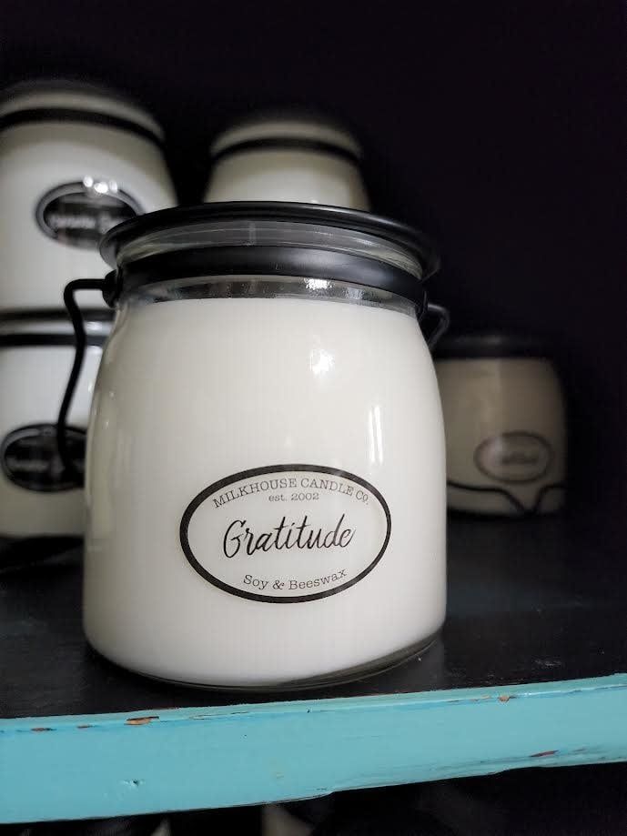 MILKHOUSE Candles 16 oz Butter Jar, Options: Gratitude