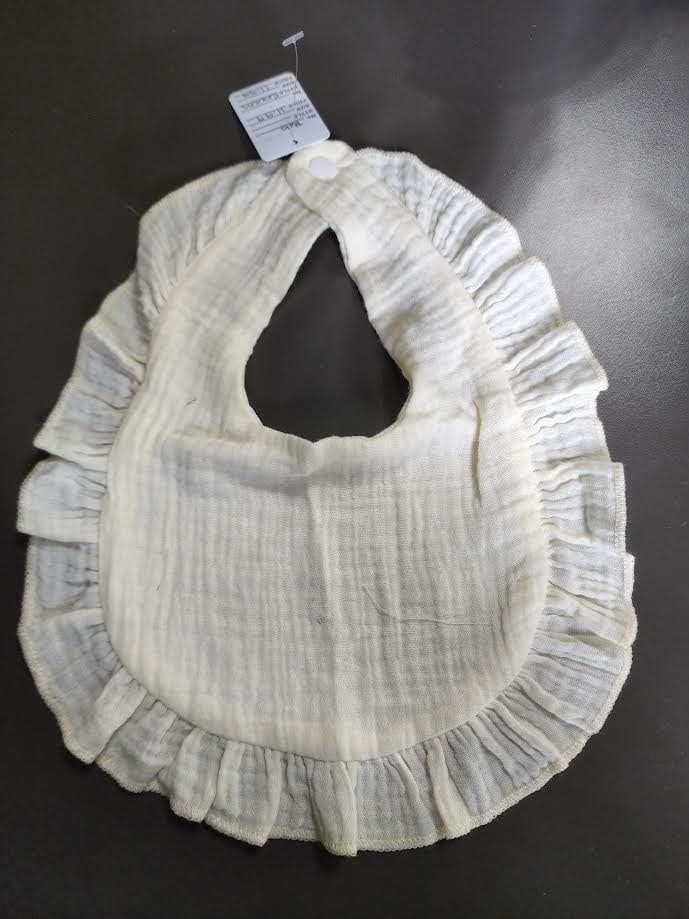 Ruffled Baby Bib, Color: WHITE