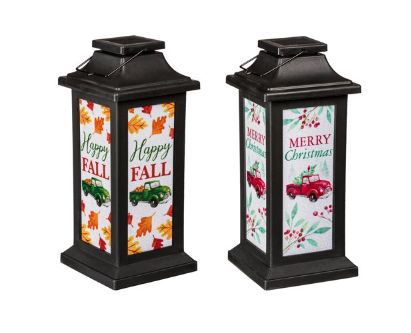 11" Glitter Film Plastic Solar Lantern, Options: Fall Truck