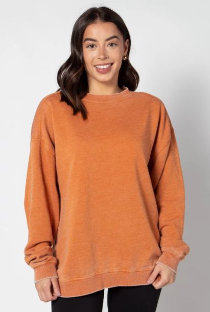 Chicka-d Campus Crew Sweatshirt , Color: Burnt Orange, Size: S