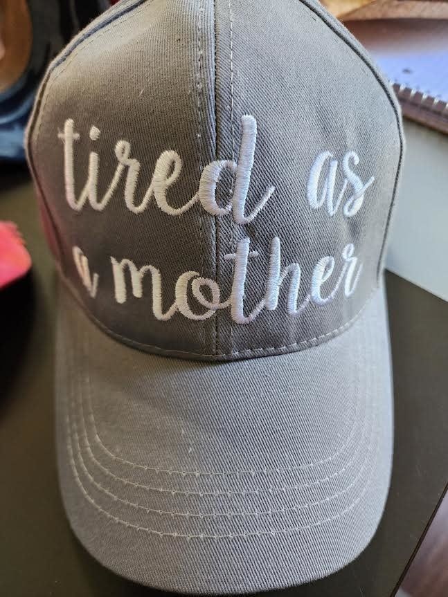 Tired as a Mother CC Beanie Ball Cap, Color: Gray