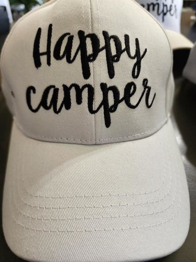 CC Ball Cap - Happy Camper Embroidered, Color: Beige