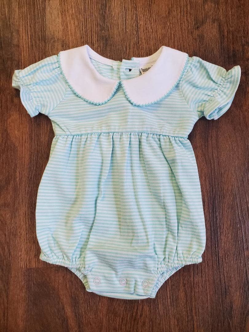 Knit Peter Pan Collar Bubble, Color: Aqua, Size: Newborn