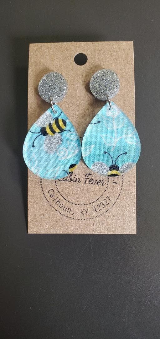 Teardrop Earrings, Color: Blue Bee