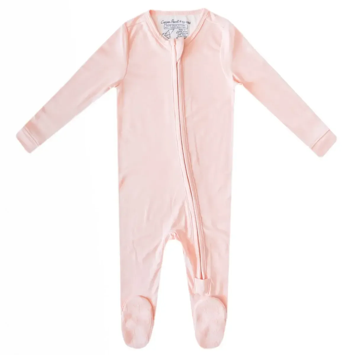 Copper Pearl Zip Up Footie Pajama Blush, Size: Newborn