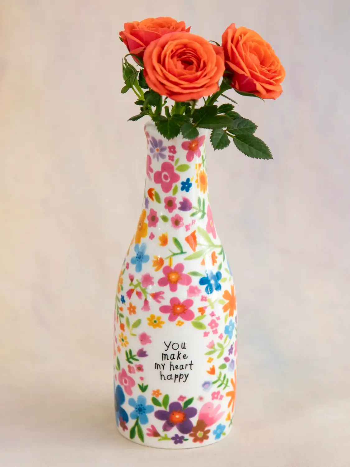 Natural Life Bud Vase, Saying: You Make My Heart Happy