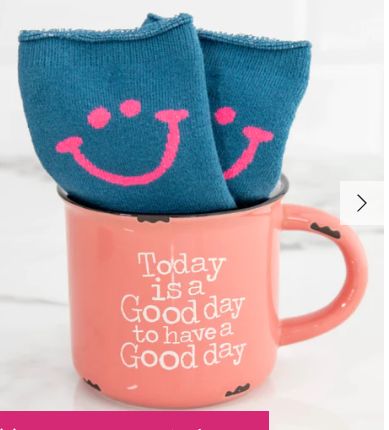 Natural Life Camp Mug &amp; Socks Set, Options: Coral Today is a Good day