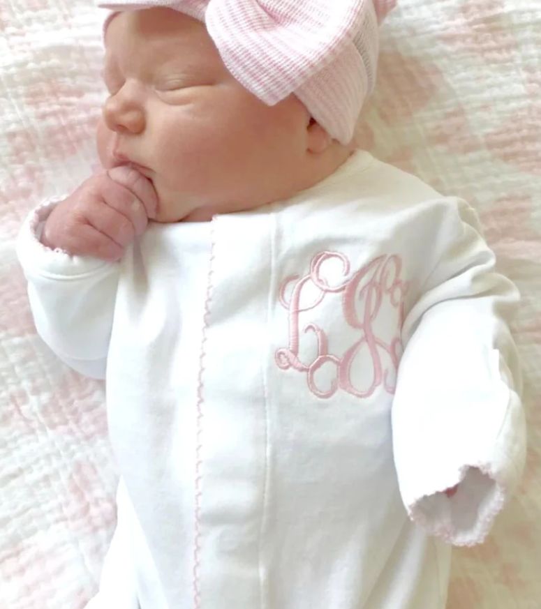 White With Pink Picot And Hat, Size: Preemie