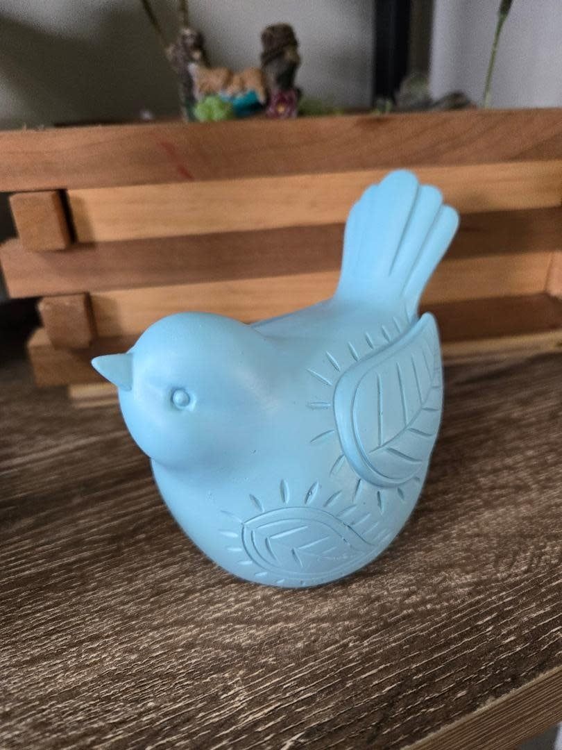 4" Resin Bird with Design Table Decor, Color: Blue